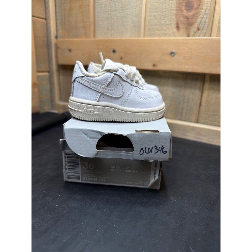 Nike Baby Air Force 1 Low Shoes 3C White Leather Sneakers Toddler Unisex
